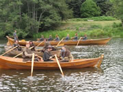 faering rowed by actors in costume, Russell Crowe Robin Hood film